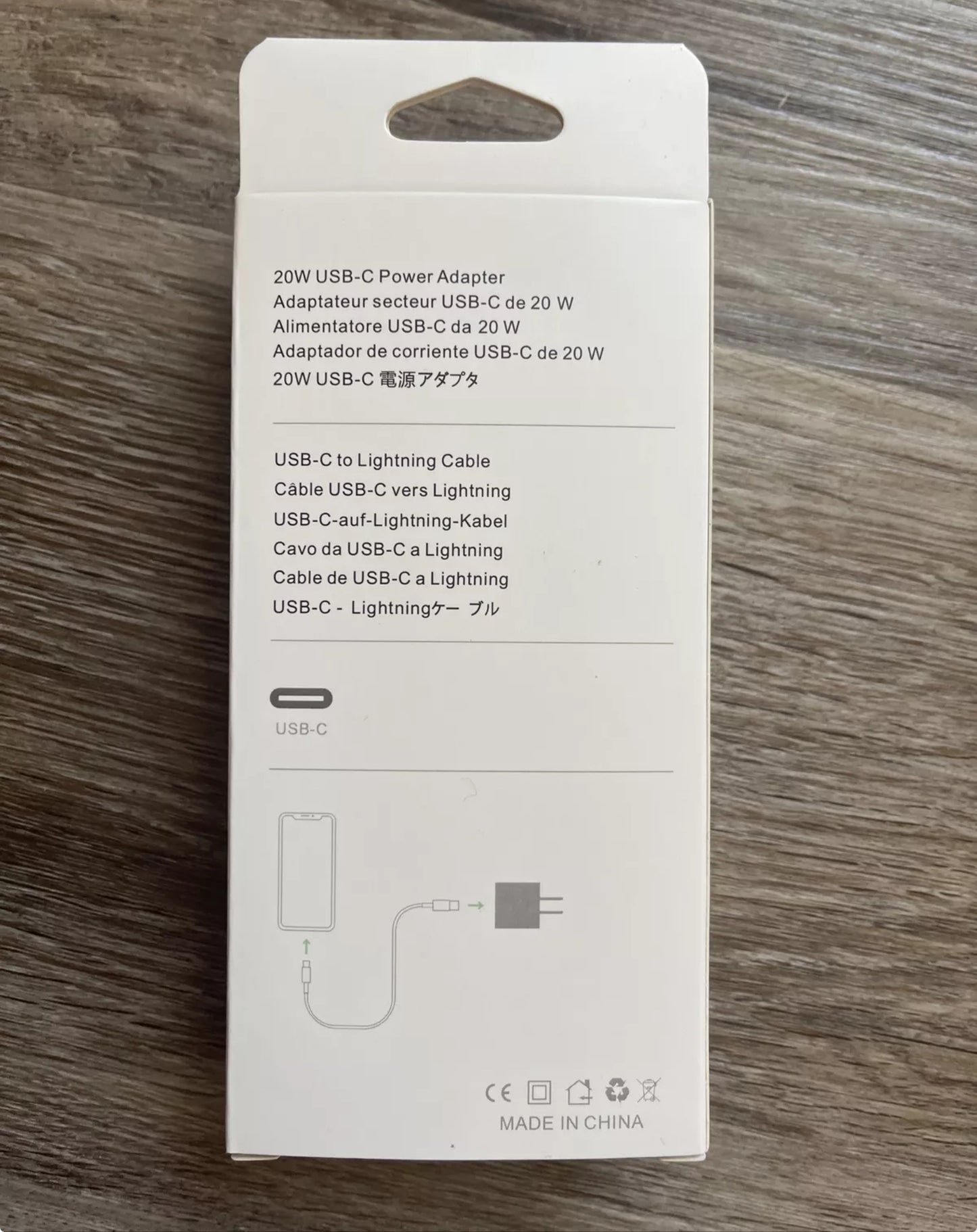 USB-C 20w Power Adapter USB-C to Lightening Cable
